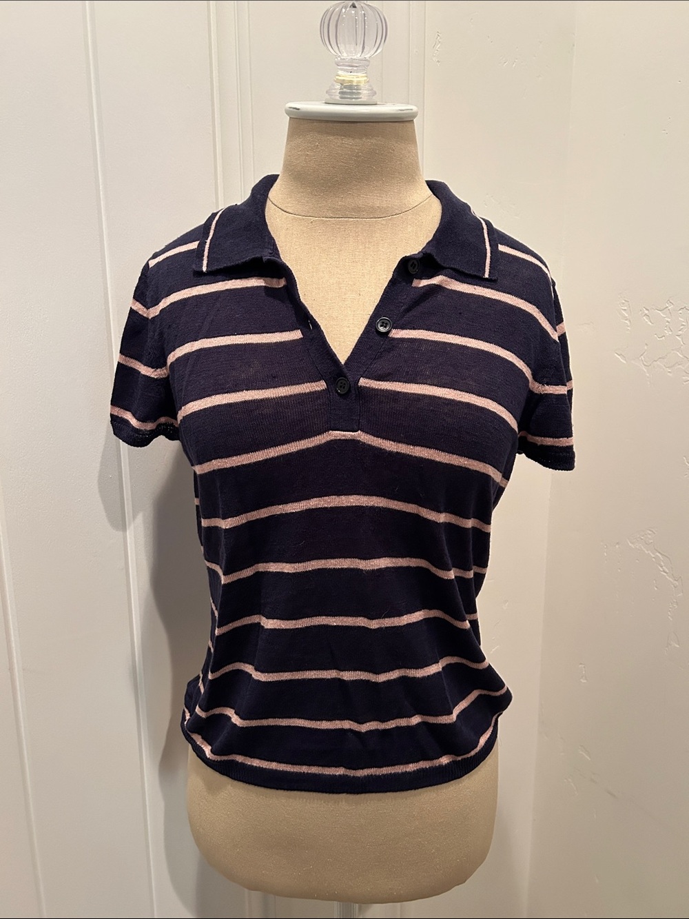 Reformation Striped Short-Sleeve Polo Top